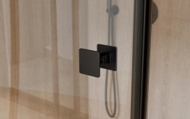 Душовий куточок Besco Pixa 120х80х195 см лівий профіль матовий чорний/скло прозоре PPL-128-195B