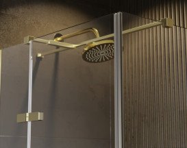 Душевой уголок Besco Pixa 120х80х195 см левый профиль золото/стекло прозрачное PPL-128-195G