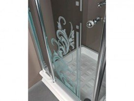 Душевой уголок Kerasan Retro DX/SX 100х100 см профиль хром прозрачное стекло с декором 9148N0