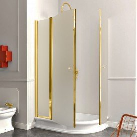 Душовий куточок Kerasan Retro DX правобічний асиметричний 80х120 см профіль золото матове скло 9137S1