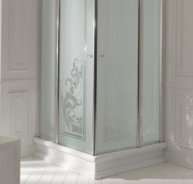 Душовий куточок Kerasan Retro DX / SX 100х100 см профіль хром матове скло з декором 9148P0