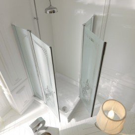 Душовий куточок Kerasan Retro DX / SX 100х100 см профіль золото прозоре скло 9148T1