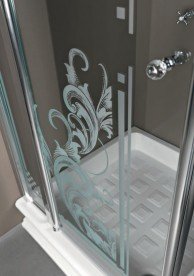 Душовий куточок Kerasan Retro DX / SX 80х80 см профіль бронза прозоре скло з декором 9159N3