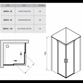 Душевой уголок квадратный Ravak Matrix MSRV4-90/90 профиль белый стекло transparent 1WV77100Z1