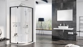Душевой уголок полукруглый Ravak Pivot PSKK3-90 профиль черный стекло transparent 37677300Z1