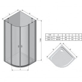Душевой уголок Ravak Chrome CSKK4-80 полукруглый полированный алюминий стекло transparent 3Q140C00Z1