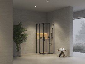 Душевой уголок Ravak Roll RORV2-80 80х80 см профиль черный стекло transparent X14V40300Z1