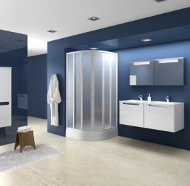 Душовий куточок Ravak Supernova SKKP6-80 напівкруглий білий профіль полістирол pearl 3204010011