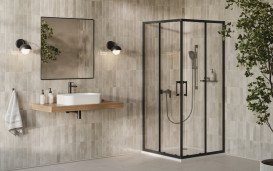 Душевой уголок Ravak X-Point Slim XPSRV2-100 профиль черный стекло transparent X14VA030FZ1