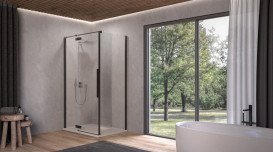 Душевые двери Kolpa San Polaris D 100-L B 100х200 см левая профиль черный/прозрачное стекло Clean Coat 515780