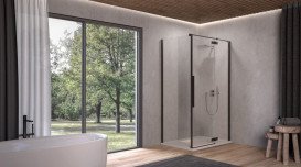 Душевые двери Kolpa San Polaris D 120-R B 120х200 см правая профиль черный/прозрачное стекло Clean Coat 515810