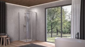 Душевые двери Kolpa San Polaris Fold D 90-R SBR 90х200 см правая профиль серебро/прозрачное стекло Clean Coat 516180