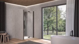 Душевые двери Kolpa San Polaris Fold N 90-R B 90х200 см правая профиль черный/прозрачное стекло Clean Coat 516420