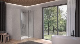 Душові двері Kolpa San Polaris N 90-R SBR 90х200 см права профіль срібло/прозоре скло Clean Coat 515880