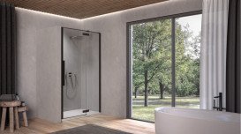 Душевые двери Kolpa San Polaris N 90-R B 90х200 см правая профиль черный/прозрачное стекло Clean Coat 515960