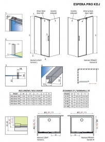 Душові двері Radaway Espera Pro KDJ 140 правосторонні хром/прозоре скло 10090140-01-01R+10092140-01-01R 