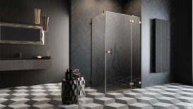 Душові двері Radaway Essenza Pro Gold KDJ 120 правосторонні золото/прозоре скло 10097120-09-01R