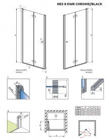 Душові двері Radaway Nes 8 Black DWB 70 правосторонні чорний/прозоре скло 10079070-54-01R