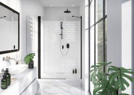 Душові двері Radaway Nes 8 Black DWS 59,5 лівобічні чорний/прозоре скло 10078100-54-01L