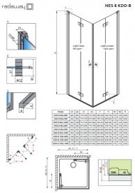 Душові двері Radaway Nes 8 Black KDD B 90 лівобічні чорний/прозоре скло 10074090-54-01L