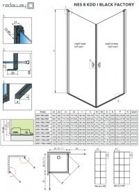 Душові двері Radaway Nes 8 Black KDD I Factory 90 правосторонні чорний/скло Factory 10071090-54-55R