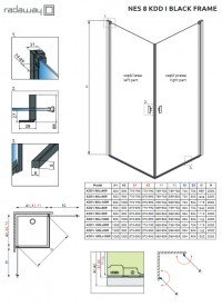 Душові двері Radaway Nes 8 Black KDD I Frame 100 лівобічні чорний/скло Frame 10071100-54-56L