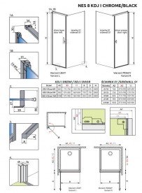 Душові двері Radaway Nes 8 Black KDJ I 90 правосторонні чорний/прозоре скло 10072090-54-01R