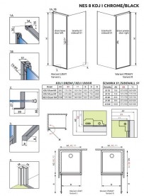 Душові двері Radaway Nes 8 KDJ I 80 правосторонні хром/прозоре скло 10072080-01-01R