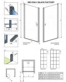 Душові двері Radaway Nes Black DWJ I Factory 100 правосторонні чорний/скло Factory 10026100-54-55R
