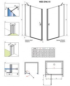 Душові двері Radaway Nes Black DWJ II 120 лівобічні чорний/прозоре скло 10036120-54-01L