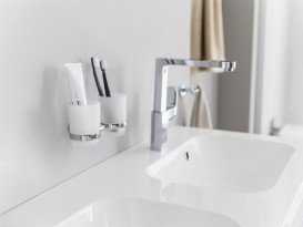 Два стакана для зубных щеток с держателем Ravak Chrome CR 220 хромированная латунь матовое стекло X07P189