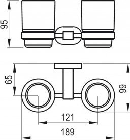 Два стакана для зубных щеток с держателем Ravak Chrome CR 220 хромированная латунь матовое стекло X07P189