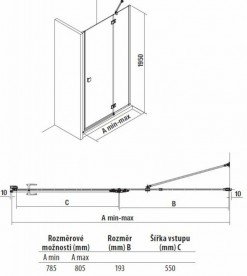 Дверь душевая Jika Cubito Pure 80х195 см правосторонняя профиль хром прозрачное стекло H2544210026681