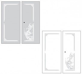 Двері душова левосторонняя Kerasan Retro SX профіль золото скло матове з декором 9140P1