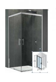 Двері душова Novellini Kali A-H для кутового входу профіль срібло прозоре скло KALIAH76L-1B