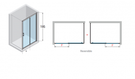 Дверь душевая Novellini Zephyros 136-142x195h профиль хром прозрачное стекло ZEPHYR2P1361K