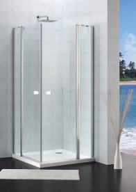 Дверь душевая одностворчатая с неподвижной частью Roca Capital 100х195 профиль алюминий хром прозрачное стекло AM4610012M