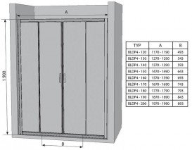 Дверь душевая прямоугольная Ravak Blix BLDP4-130 профиль хром стекло grape 0YVJ0C00ZG