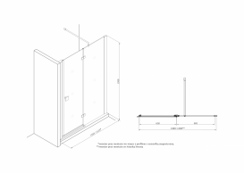 Двері душова орні Roca Metropolis 140х195 профіль алюміній хром прозоре скло AMP3414012M