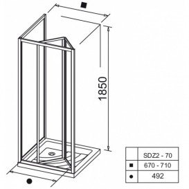 Дверь душевая складывающаяся Ravak Supernova SDZ2-70 белый профиль стекло transparent 01V10100Z1