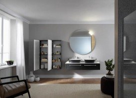 Двойная раковина для ванной Kolpa San Blanche UB 150 литой мрамор антрацит на столешнице Kerrock 538770