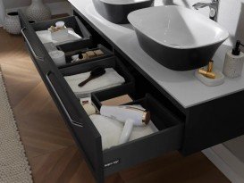 Двойная раковина для ванной Kolpa San Blanche UB 150 литой мрамор антрацит на столешнице Kerrock 538770