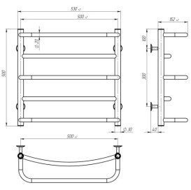 Електрична сушарка для рушників Deffi Аквамікс П5 500х500 ліве підключення JD03 хром C.AM.50.50.5.E.C.L.1
