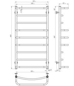 Электрический полотенцесушитель Deffi Аквамикс П9 500х1000 правое подключение WD03 белый C.AM.100.50.9.E.W.R.3