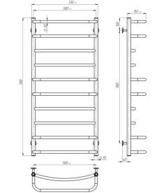 Электрический полотенцесушитель Deffi Аквамикс П10 500х1100 правое подключение хром C.AM.110.50.10.E.C.R.5