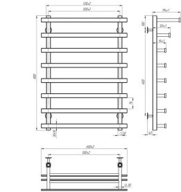 Электрический полотенцесушитель Deffi Agata П8 500x800 левое подключение WD04 белый A.AG.80.50.8.E.W.L.2