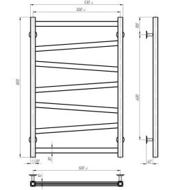 Електрична сушарка для рушників Deffi Alpha П7 500х800 праве підключення JD04 чорний A.AL.80.50.7.E.B.R.2