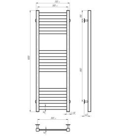 Сушарка для рушників Електрична Deffi Avast П12 300х1000 ліве підключення JD04 чорний B.AV.100.30.12.E.B.L.2