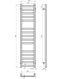 Електросушарка для рушників Deffi Avast П15 300х1400 праве підключення JD04 чорний B.AV.140.30.15.E.B.R.2