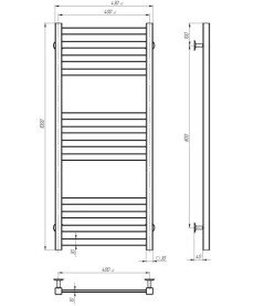 Електрична сушарка для рушників Deffi Avast П12 400х1000 праве підключення WD04 білий B.AV.100.40.12.E.W.R.4